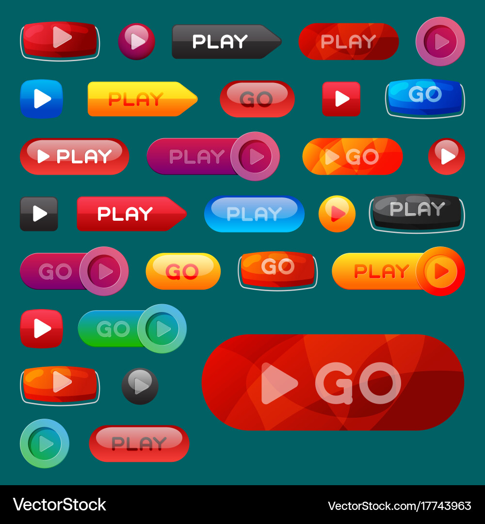 Ui interface button play media internet website vector image