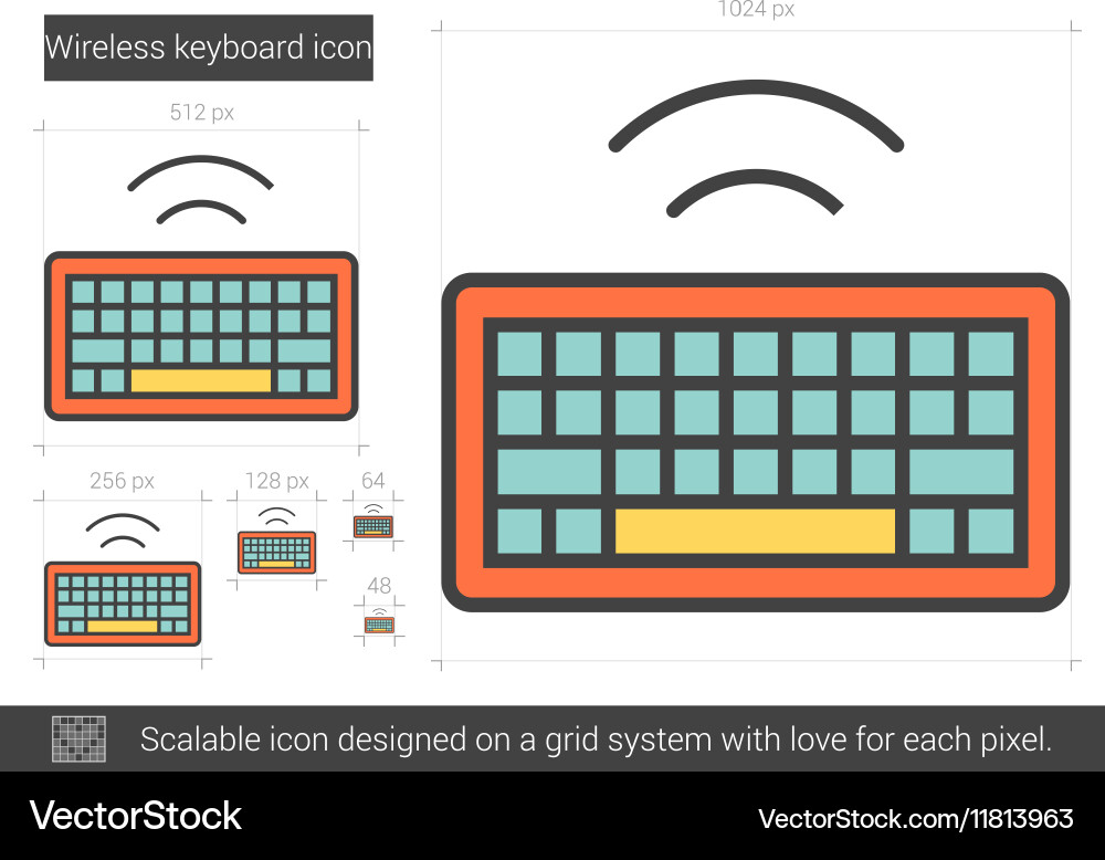 Wireless Keyboard Line Icon Vector Image