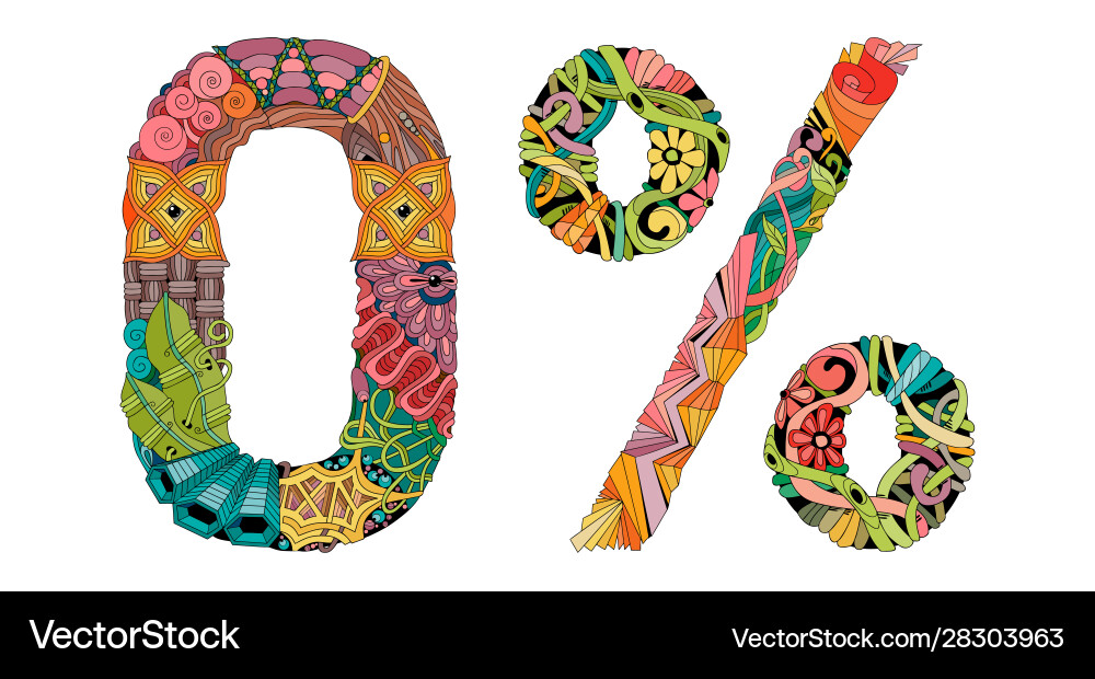 Zero percent decorative entangle object Zero percent decorative entangle object vector image