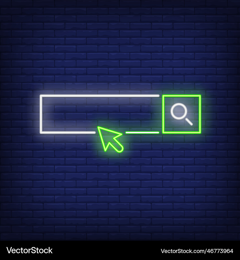 Browser address bar and arrow cursor neon sign Browser address bar and arrow cursor neon sign Vector Image