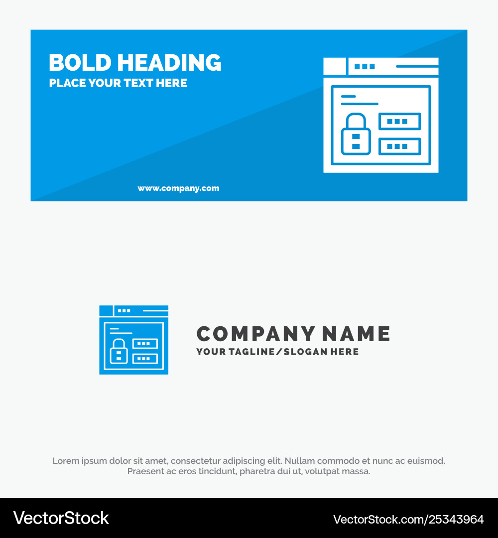 Browser web lock code solid icon website banner Browser web lock code solid icon website banner vector image