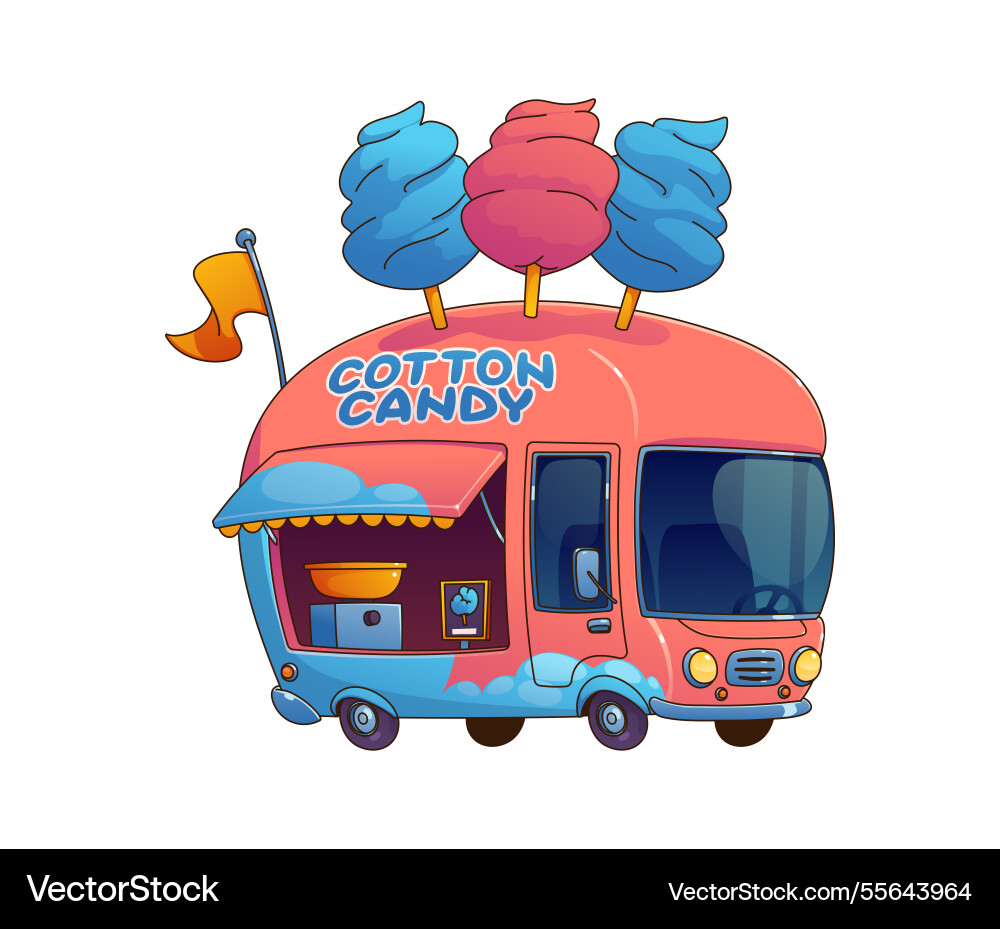 Cartoon candy cotton festival street food truck Cartoon candy cotton festival street food truck vector image