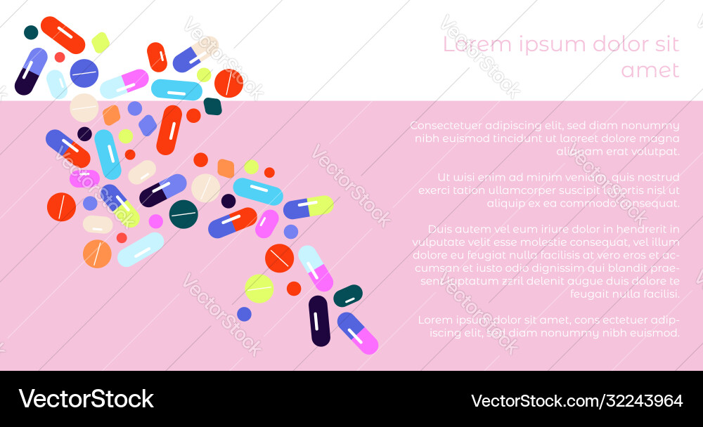 Colourful pills banner background trendy hand Colourful pills banner background trendy hand vector image