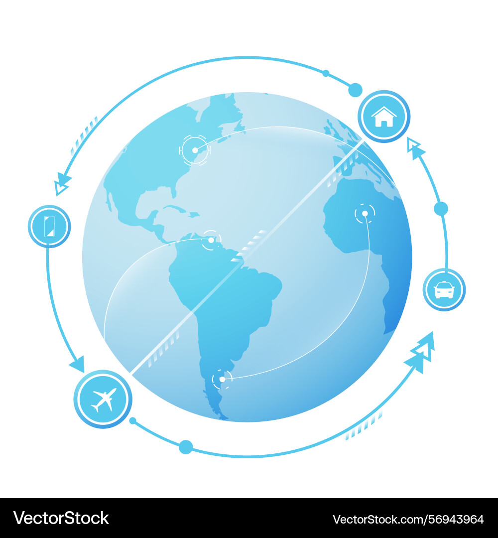 Concept of flights with multiple destinations Concept of flights with multiple destinations Vector Image