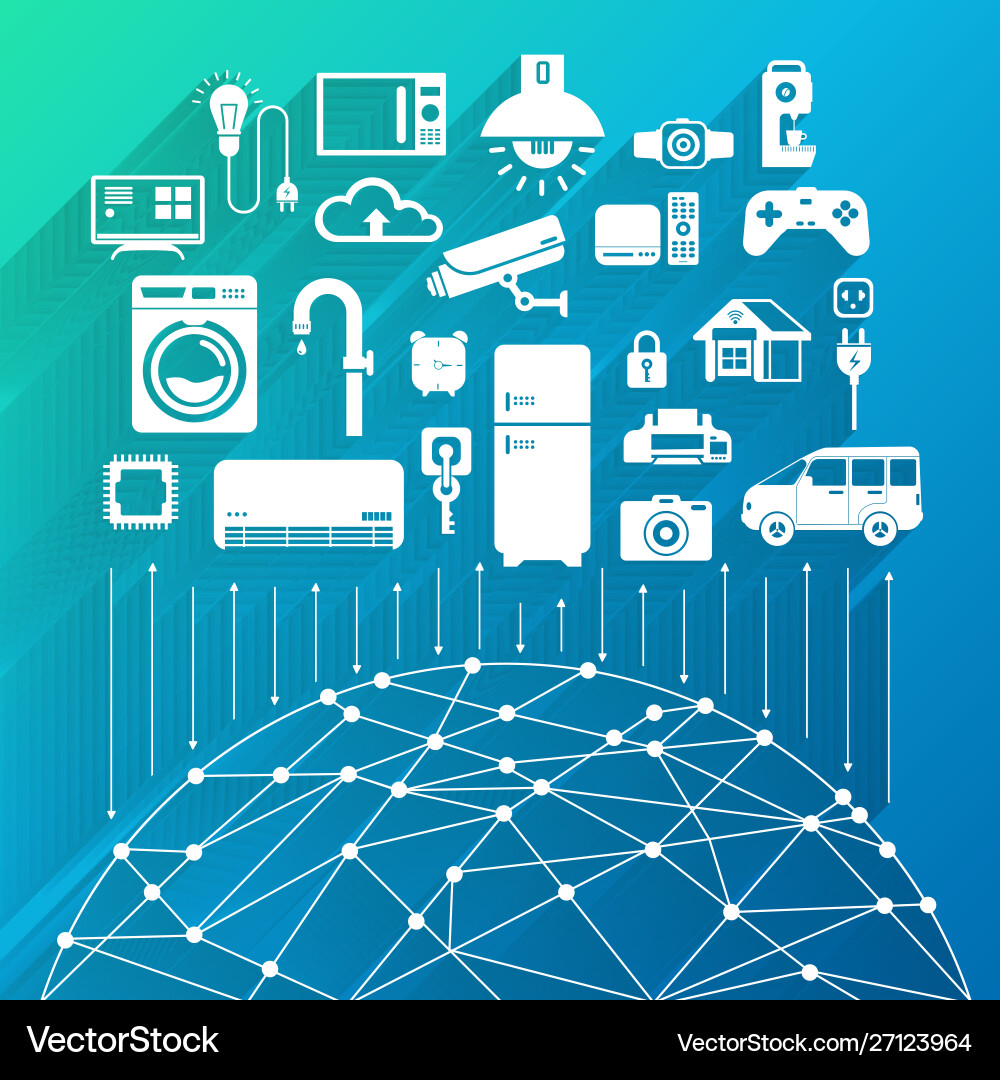 Design concept internet things iot flat icon Vector Image