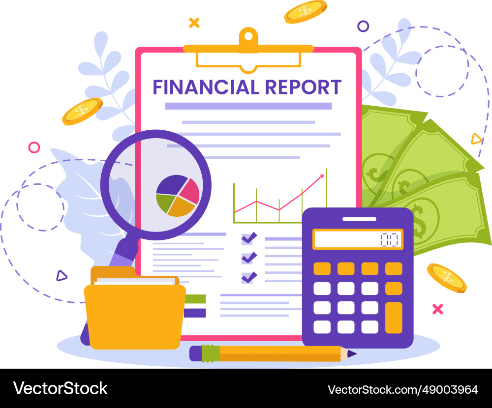 Financial report with data charts graphs Financial report with data charts graphs vector image