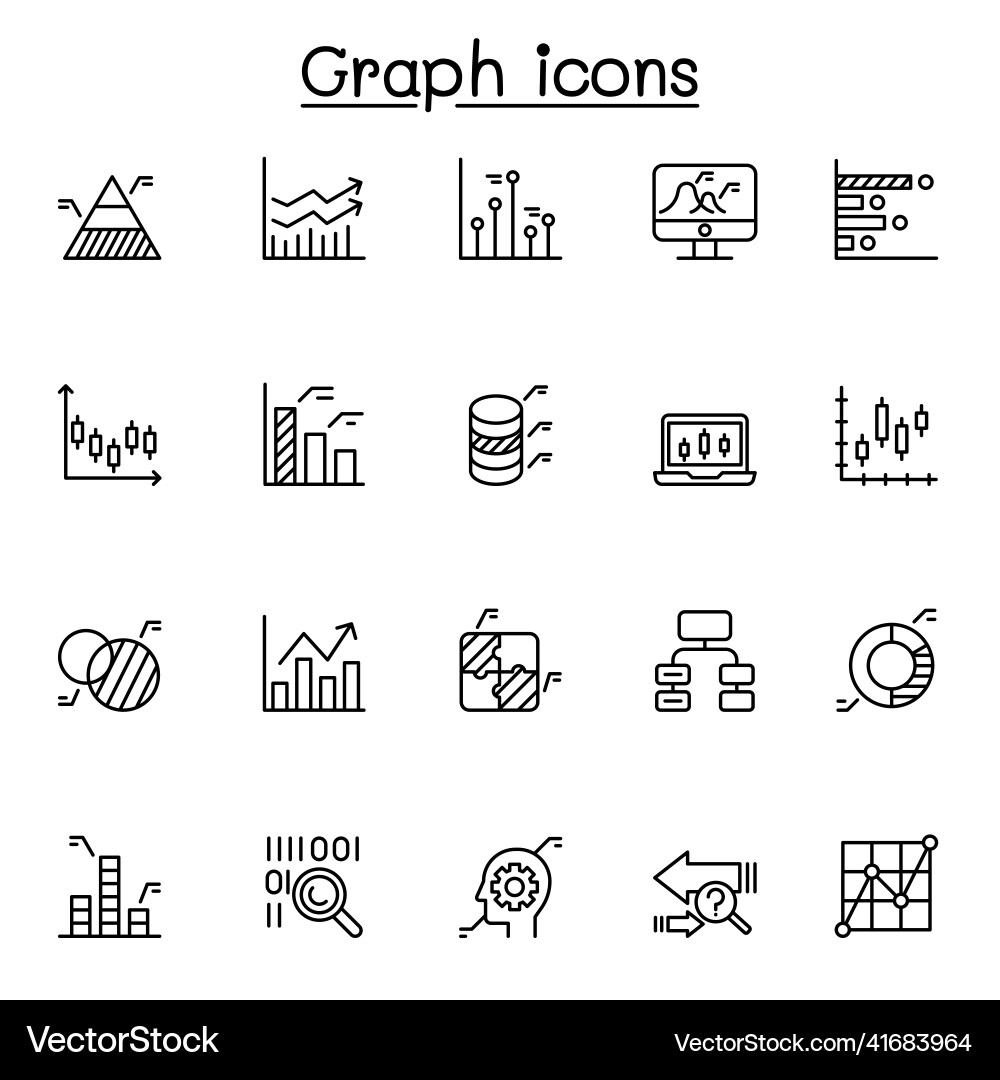 Graph chart diagram icon set in thin line style Graph chart diagram icon set in thin line style vector image