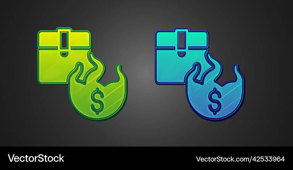 Green and blue hot price icon isolated on black Green and blue hot price icon isolated on black vector image