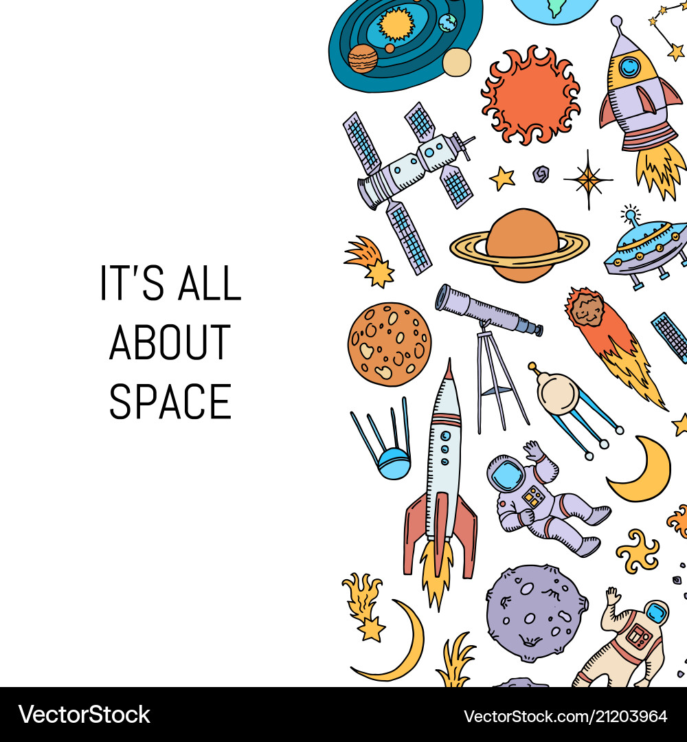 Hand drawn space elements background Hand drawn space elements background Vector Image