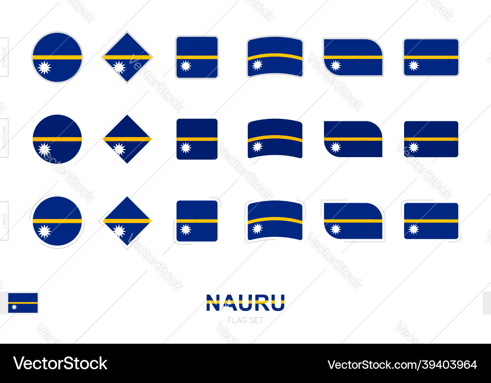 Nauru flag set simple flags of with three vector image