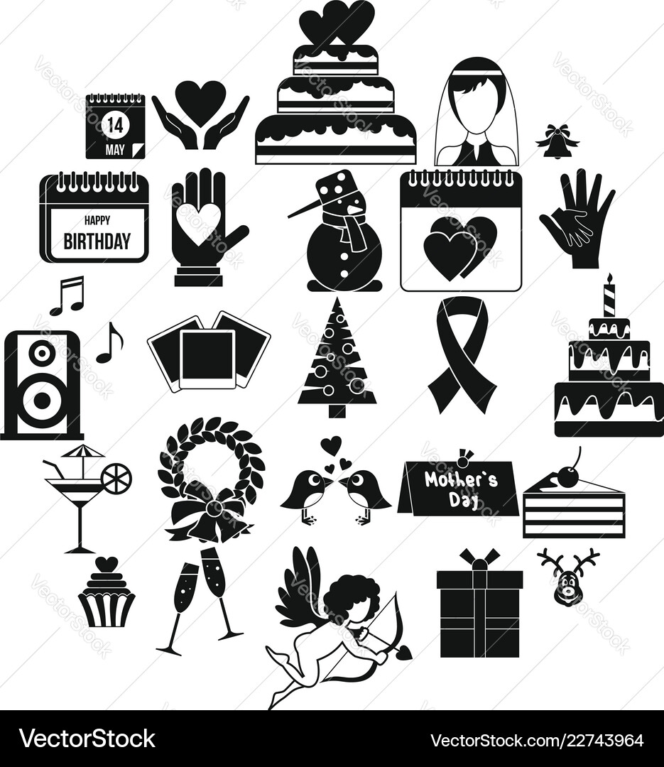 Present icons set simple style Vector Image