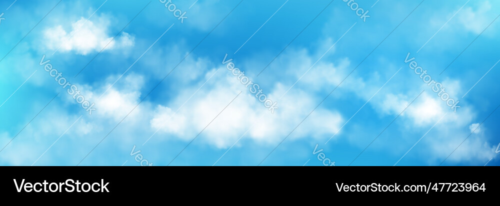 Realistic blue sky with white clouds Royalty Free Vector