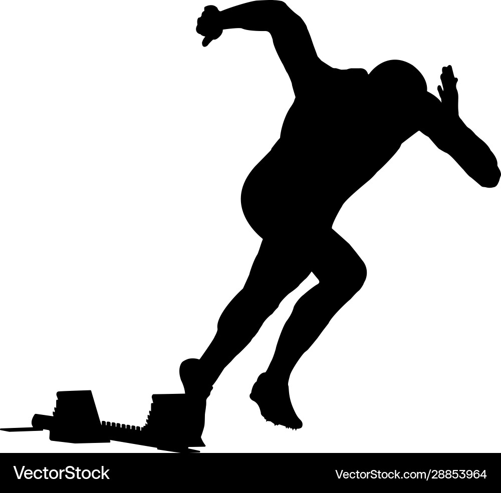 Runner in Starting Blocks - Sprint Vector Image
