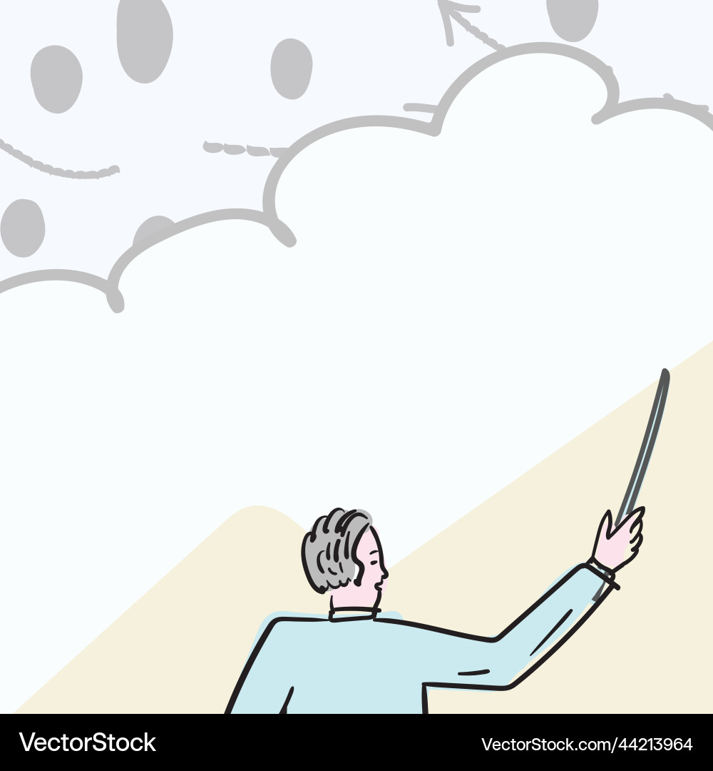 School instructor drawing pointing stick on empty School instructor drawing pointing stick on empty vector image