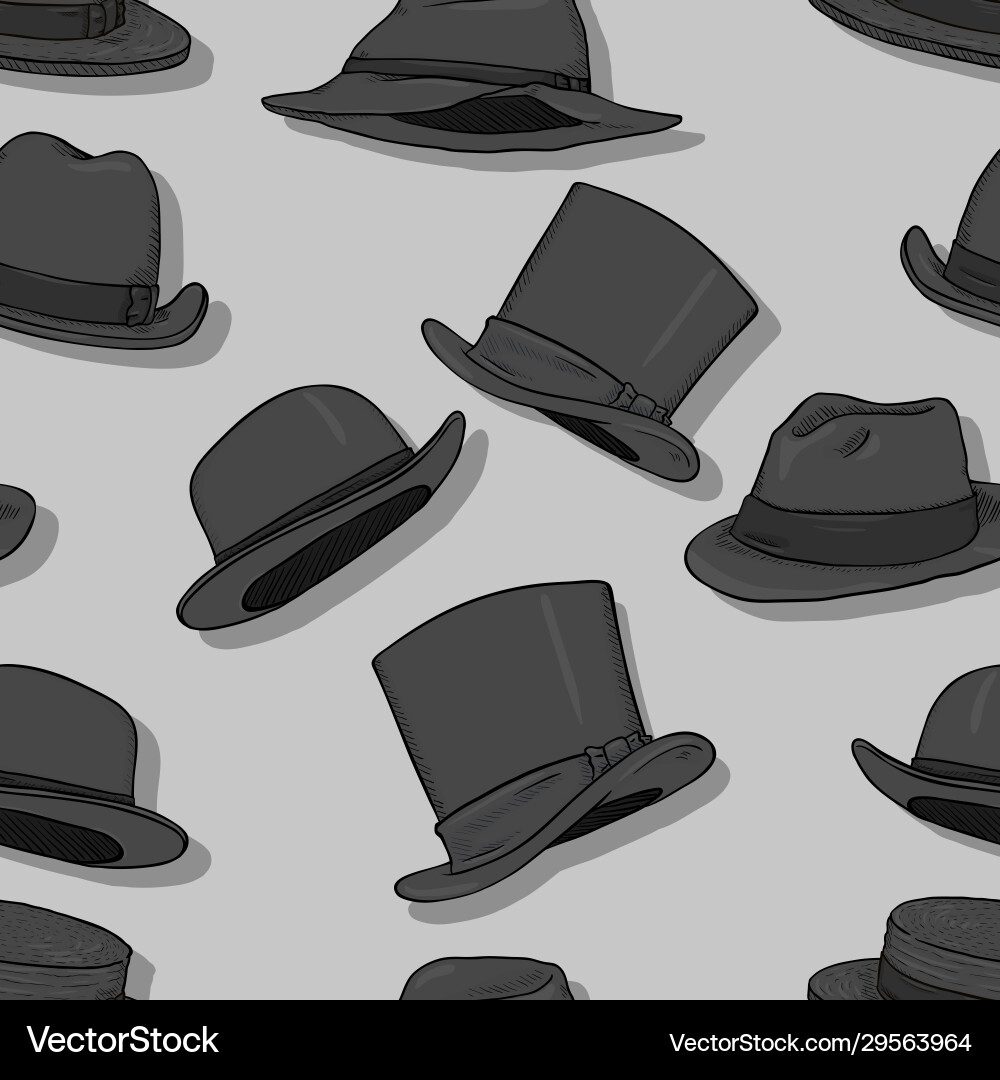 Seamless classical hats pattern background Seamless classical hats pattern background Vector Image