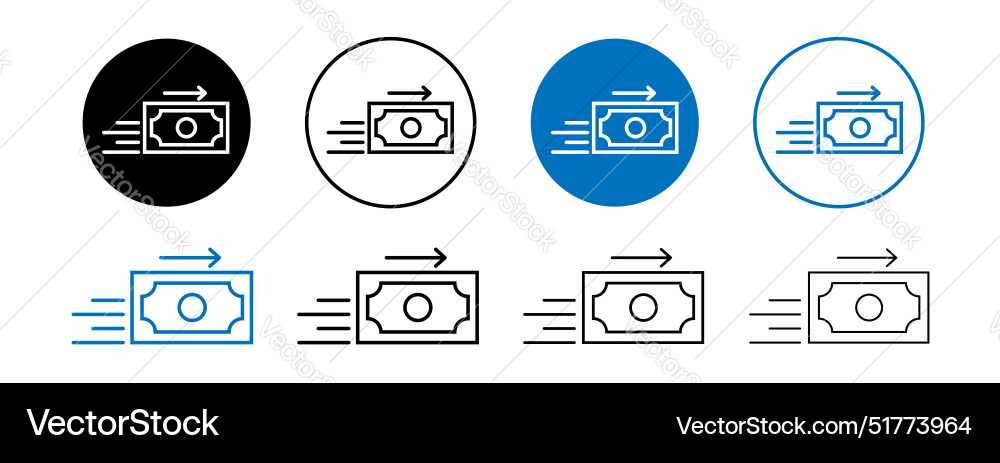 Send money icon set black filled and outlined Vector Image