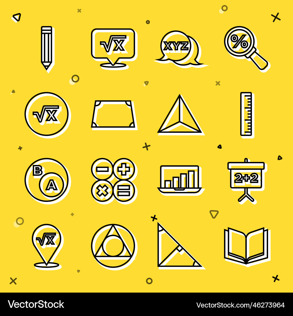 Set line open book chalkboard ruler xyz Set line open book chalkboard ruler xyz vector image