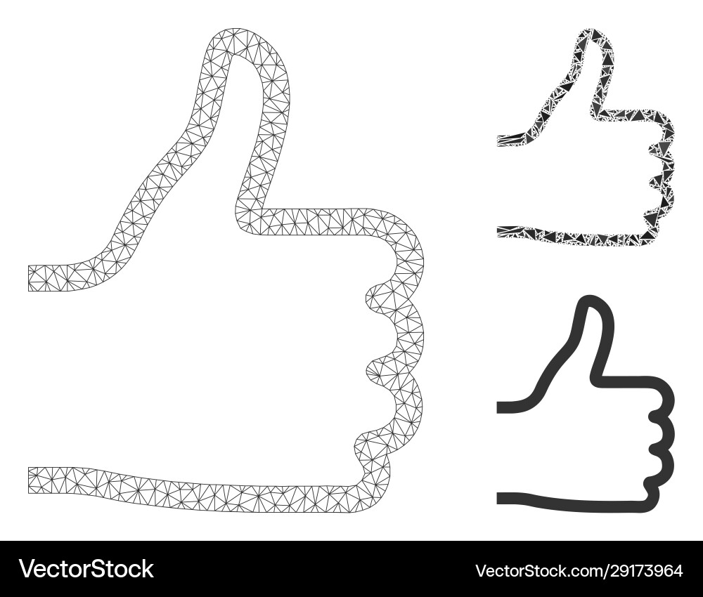 Thumb up mesh 2d model and triangle mosaic Vector Image