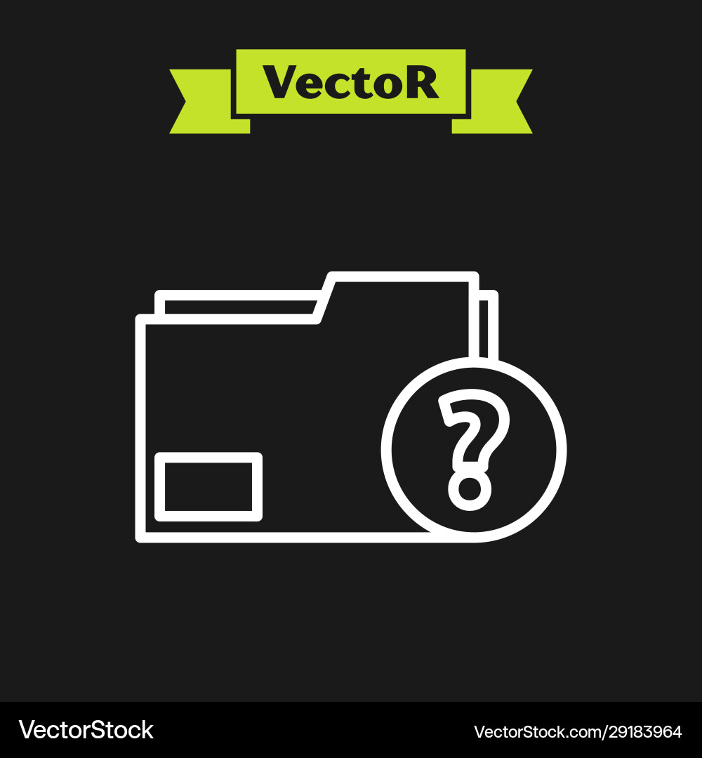 White line unknown document folder icon isolated Vector Image