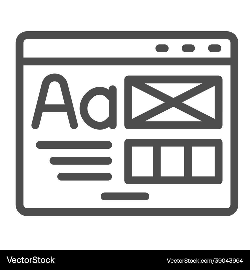 Window with ready made layout of the site line Window with ready made layout of the site line vector image