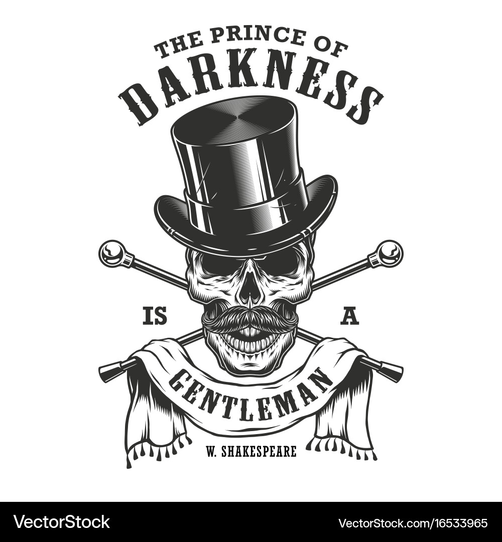 Classic Gentleman Skull with Top Hat Vector Image