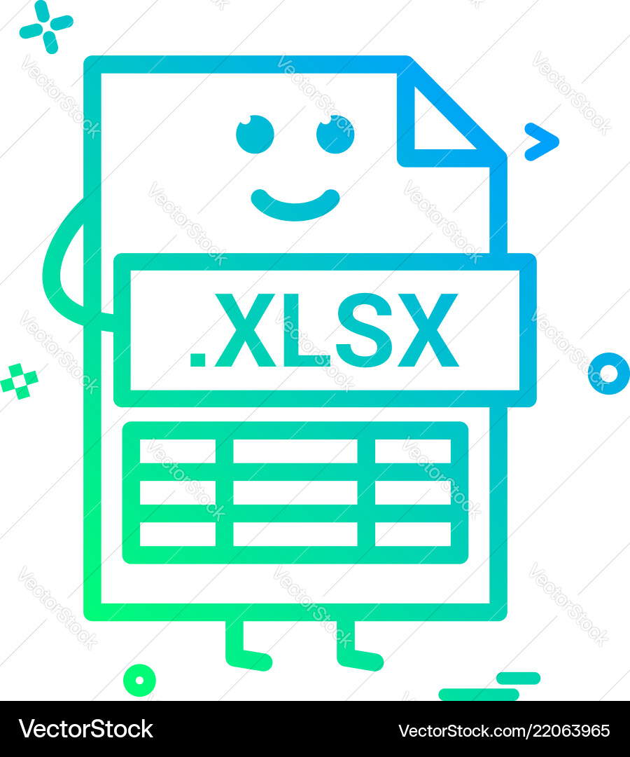 Computer xlsx file format type icon design Computer xlsx file format type icon design Vector Image