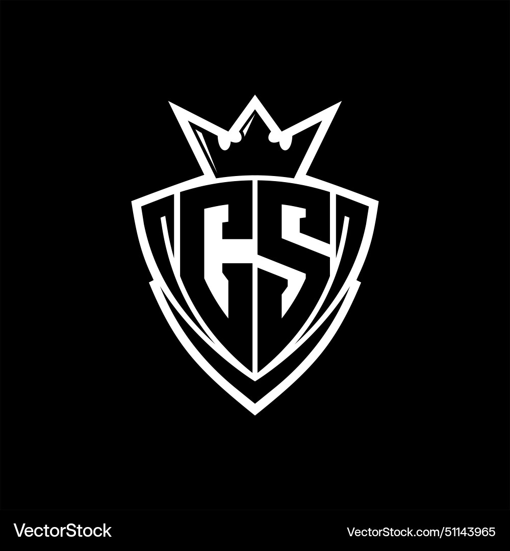 Cs letter logo with sharp triangle shield shape Vector Image