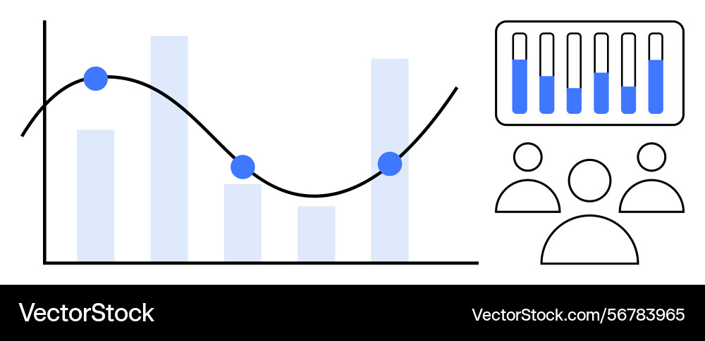 Data analysis concept with line graph bar chart Data analysis concept with line graph bar chart Vector Image