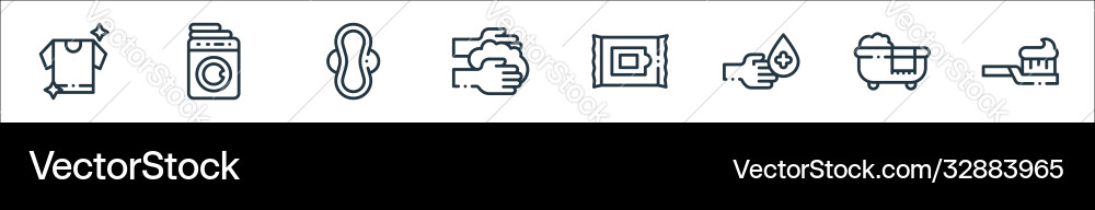 Hygiene routine line icons linear set quality Hygiene routine line icons linear set quality vector image