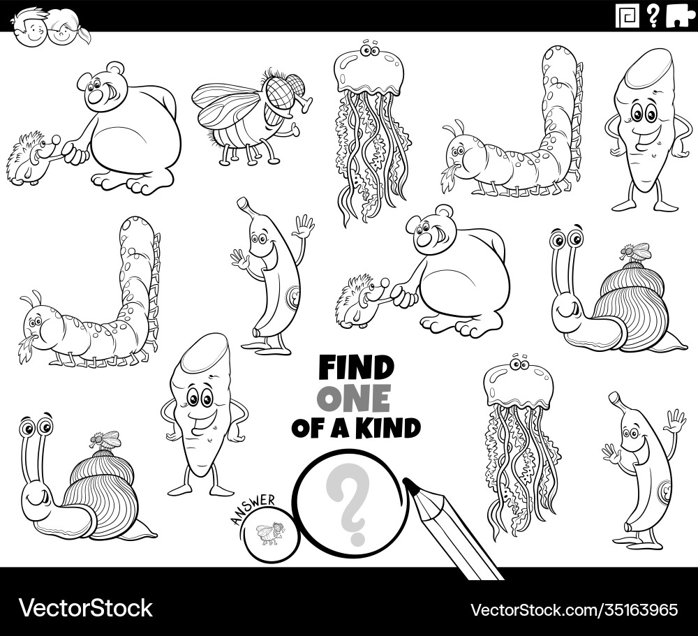 One a kind task with cartoon characters vector image