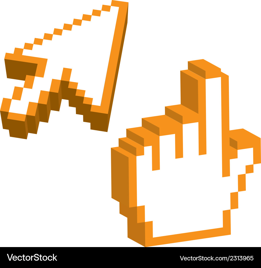 Orange regular arrow and index pointer isolated vector image