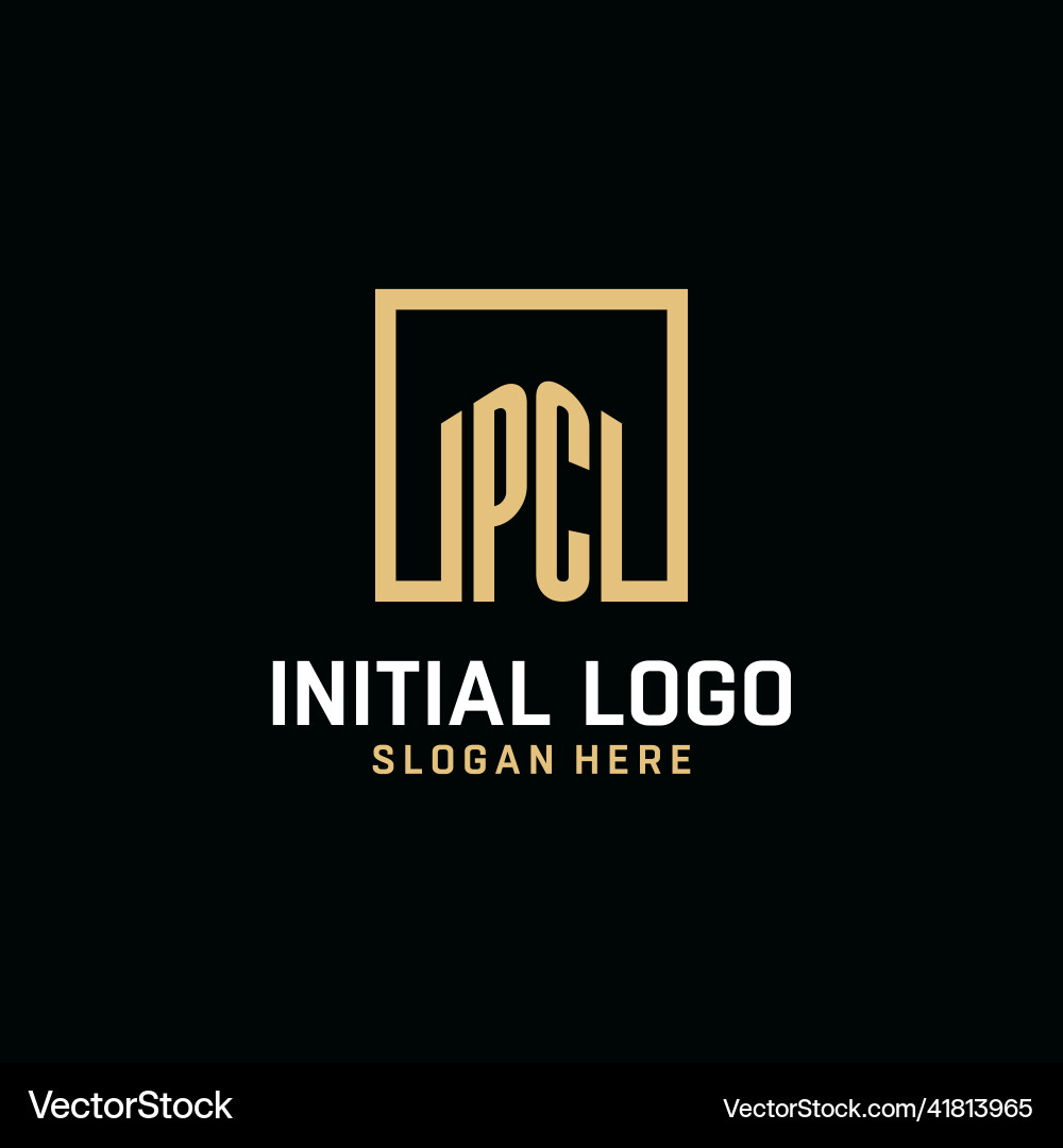 Pc initial monogram logo design with square shape Pc initial monogram logo design with square shape Vector Image