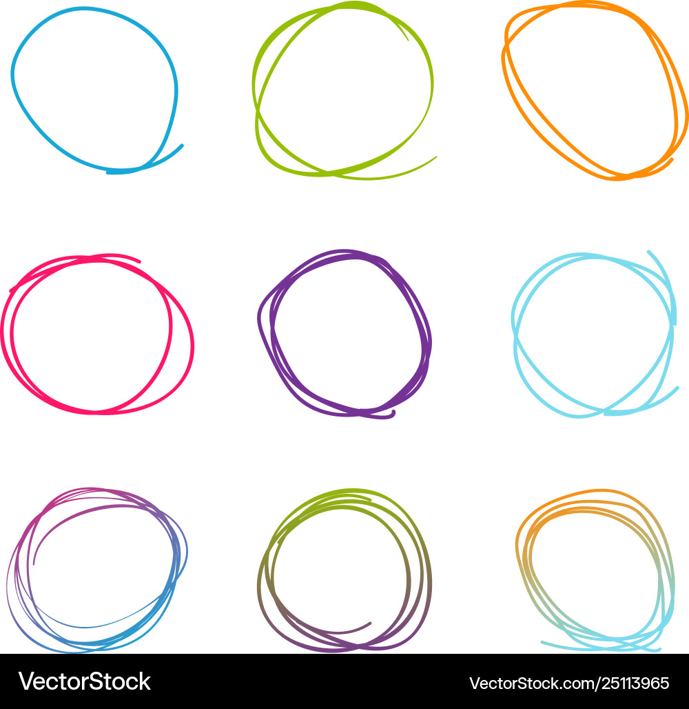 Scribble circle set in drawn style sketch Scribble circle set in drawn style sketch vector image