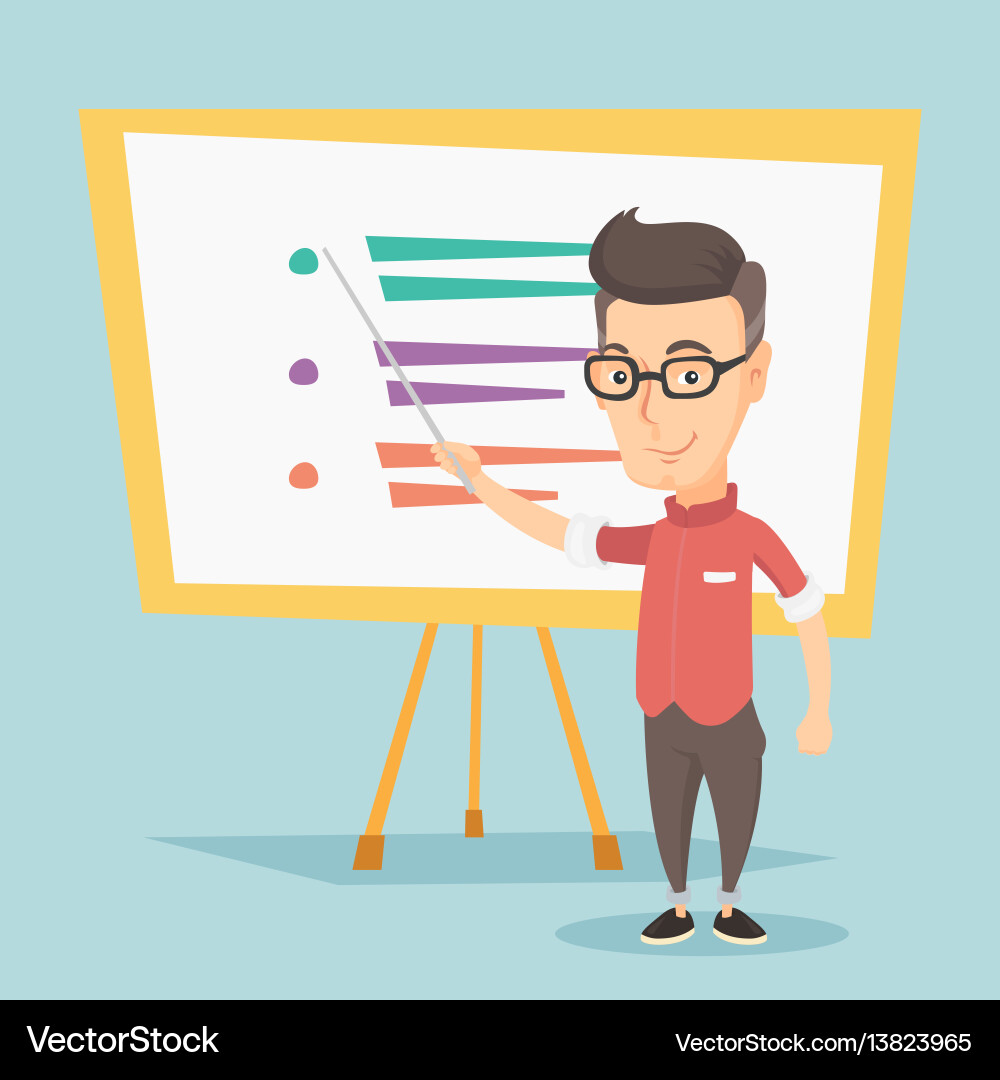 Teacher with Pointer at Board Vector Image