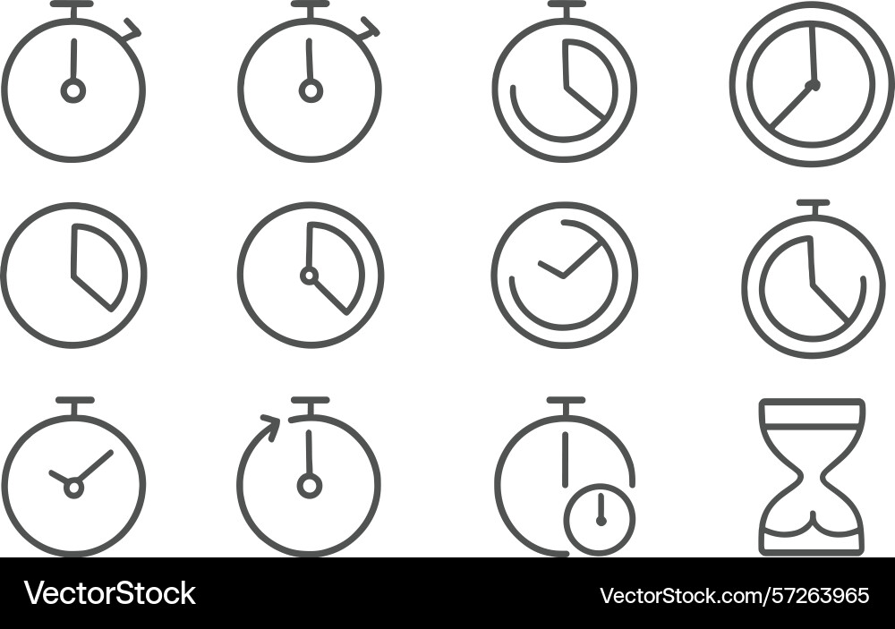 Various clock and timer icons displayed in a grid Various clock and timer icons displayed in a grid vector image