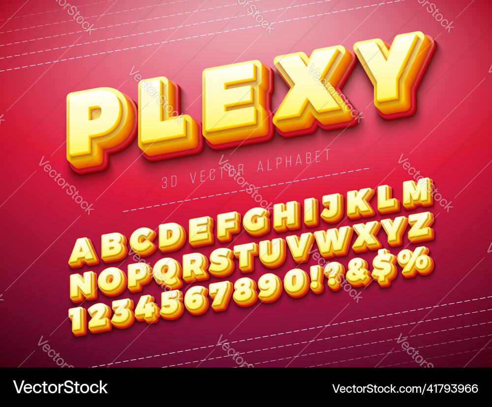 3D Plexiglass Alphabet Font - Red vector image