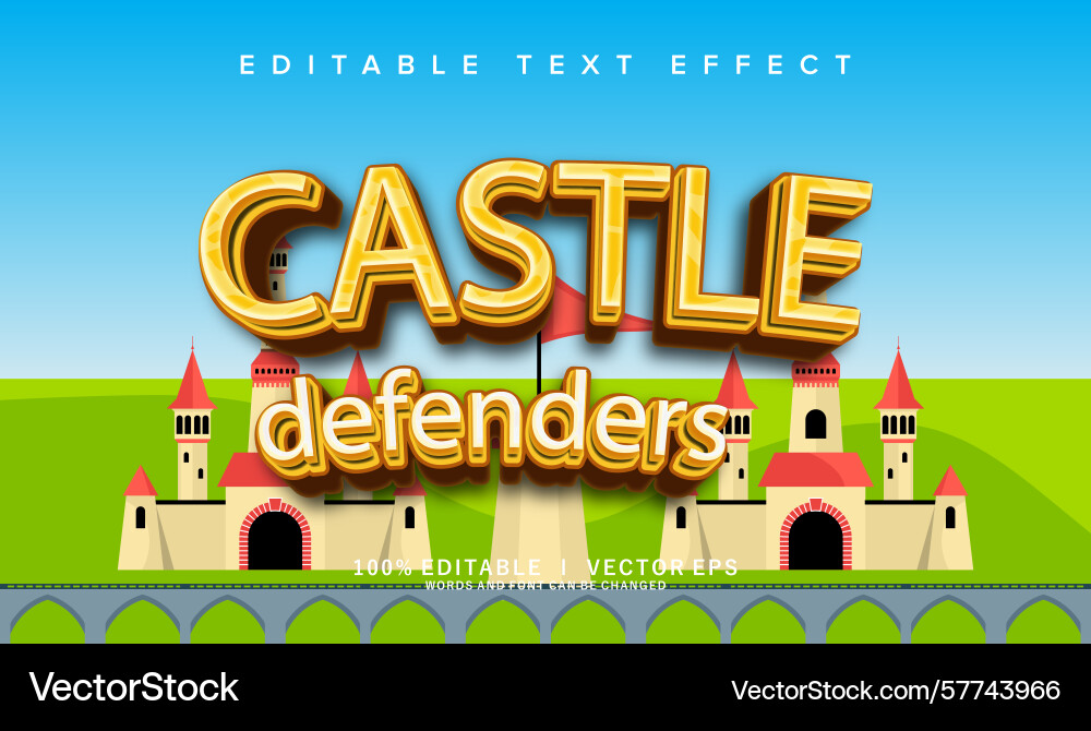 Castle text effect with modern style design vector image