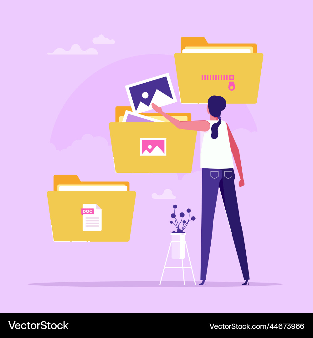 Concept of file management keeping in order Concept of file management keeping in order vector image