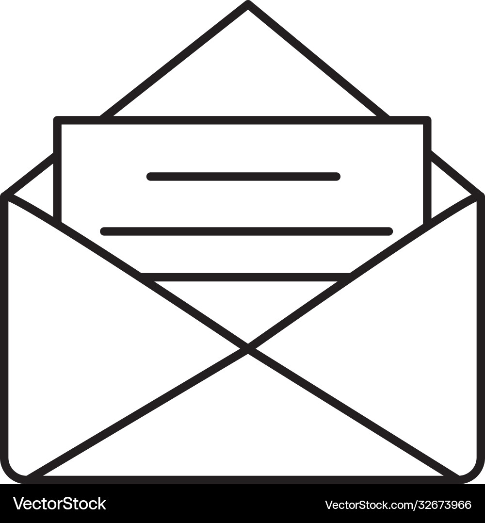 Document in envelope icon line style vector image