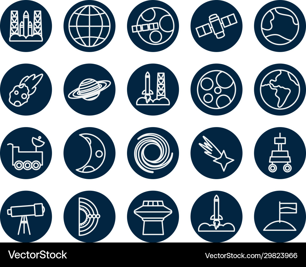 Isolated space line block style icon set vector image