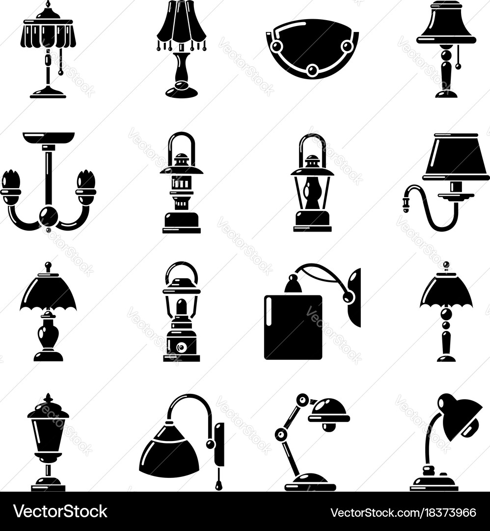 Lamp icons set simple style vector image