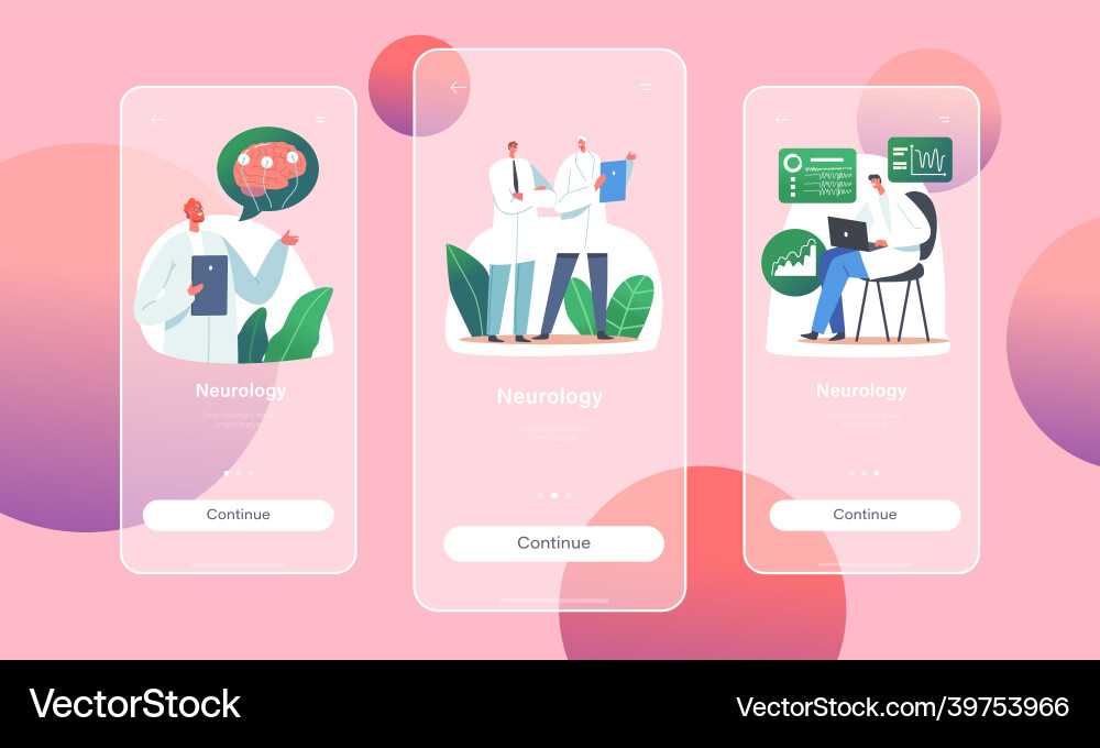 Neurology mobile app page onboard screen template Neurology mobile app page onboard screen template vector image