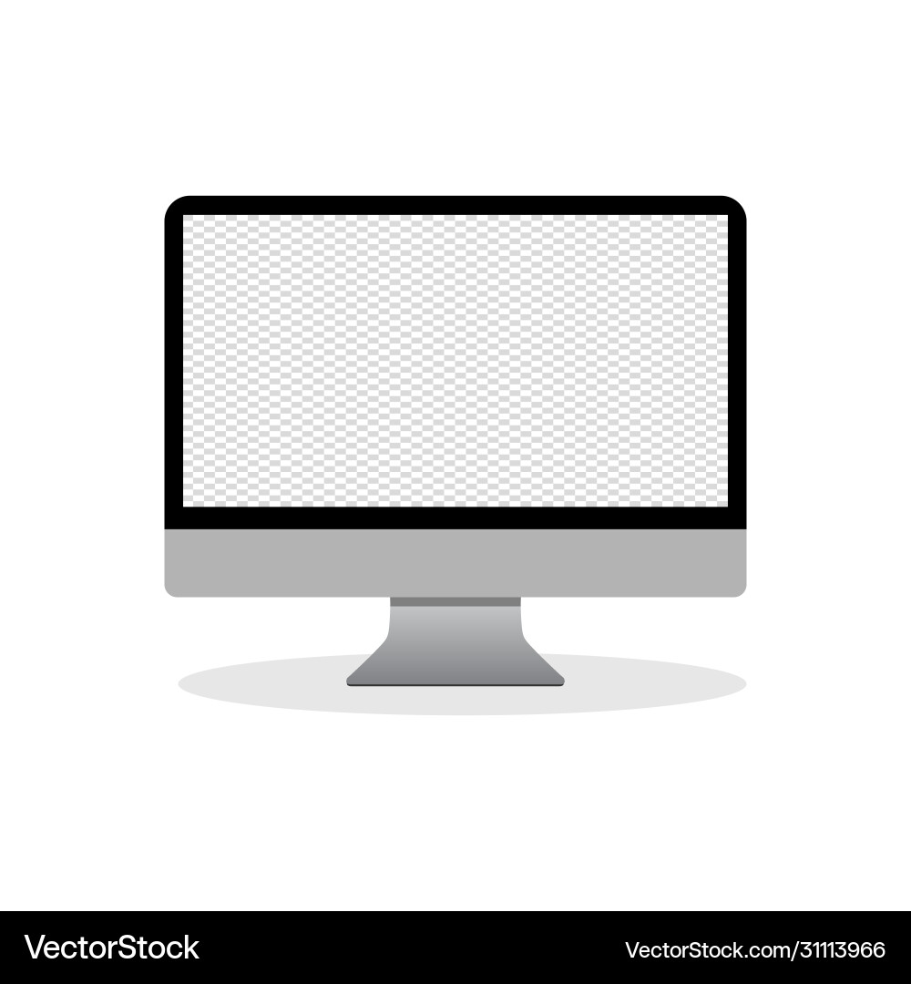 Plain single desktop computer on white background Plain single desktop computer on white background vector image