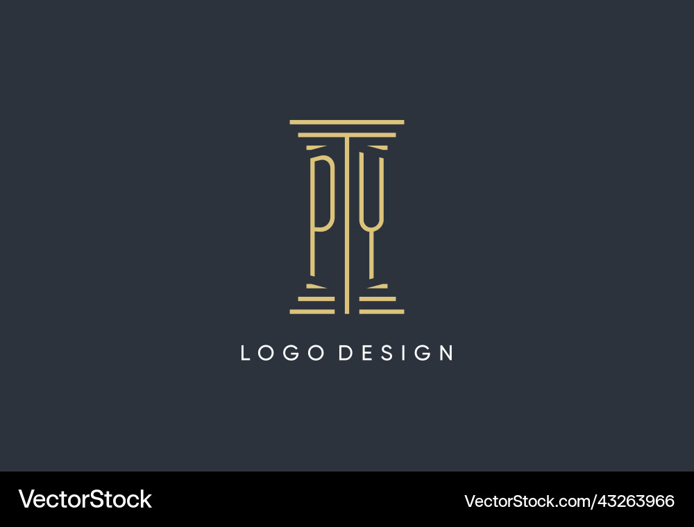 Py initial monogram with pillar shape logo design Vector Image
