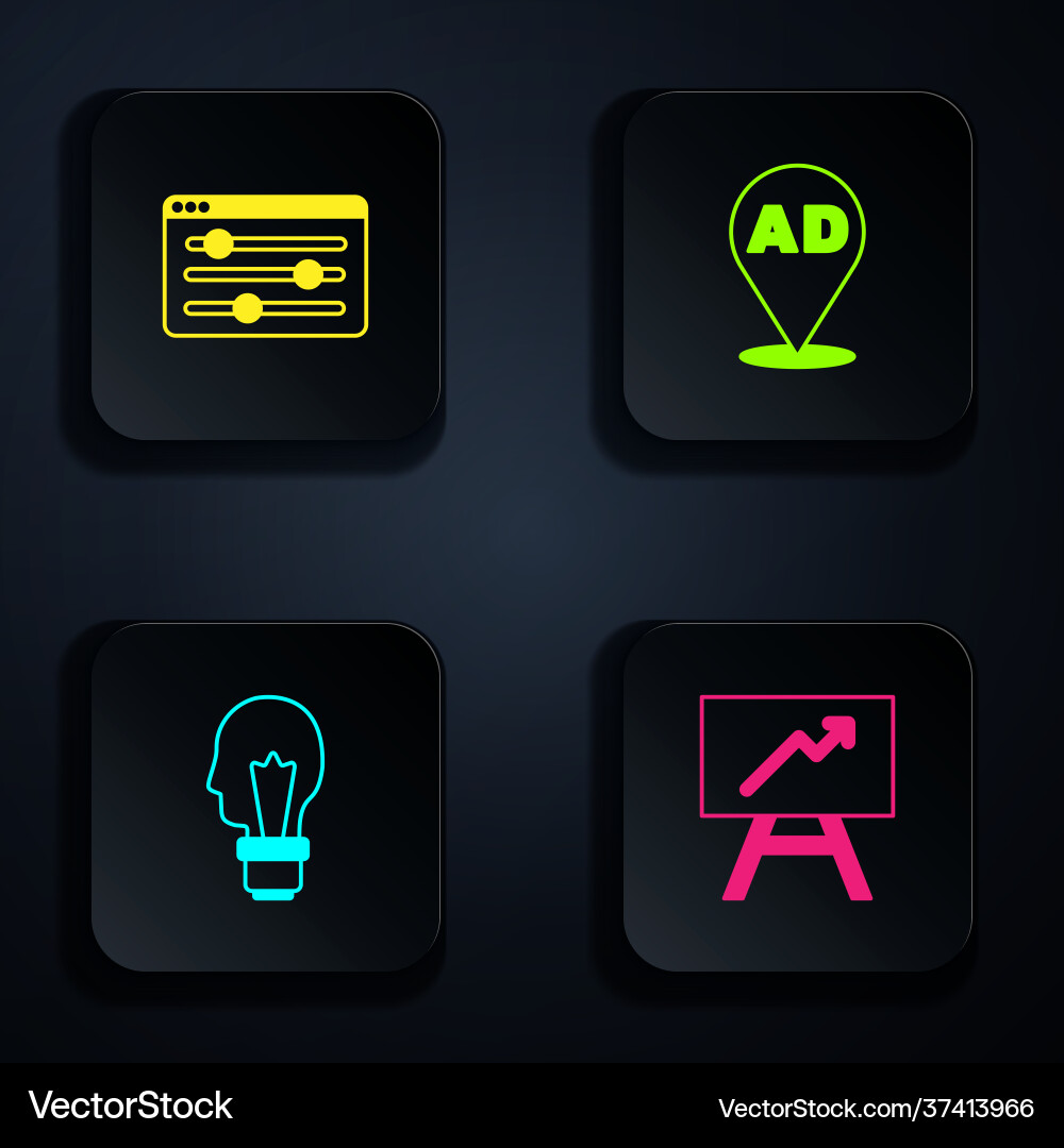Set board with graph chart browser setting light Set board with graph chart browser setting light vector image