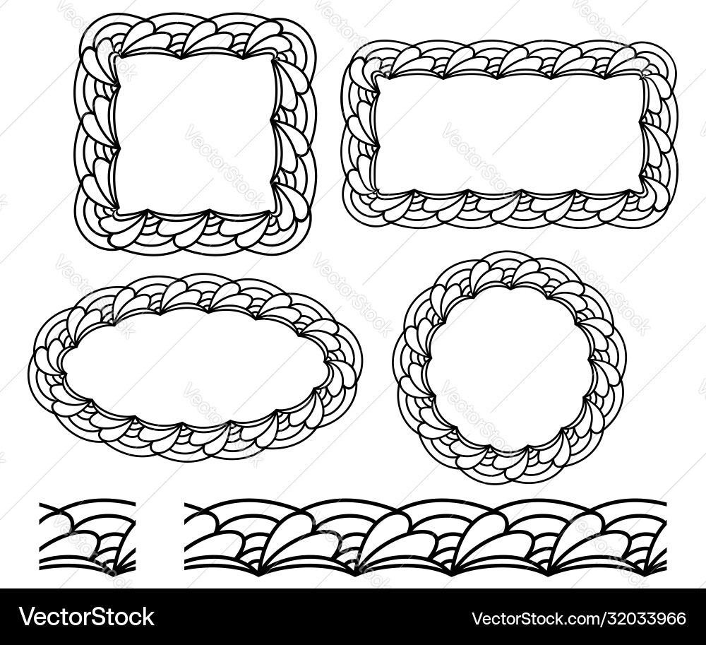 Set frames different shapes in doodling Set frames different shapes in doodling Vector Image