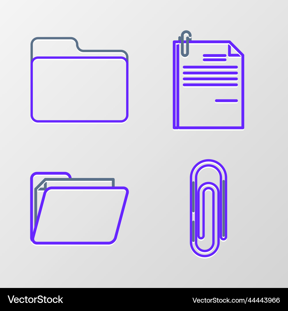 Set line paper clip document folder file vector image