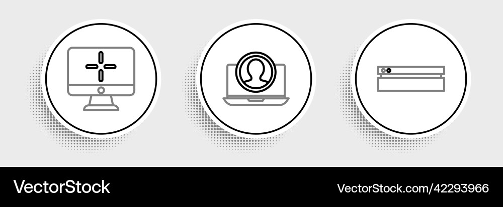 Set line video game console computer monitor vector image