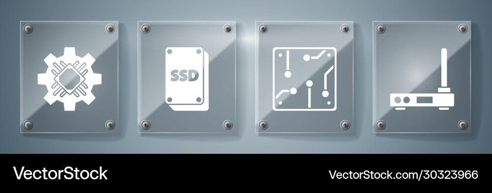 Set router and wi-fi signal processor ssd card Set router and wi-fi signal processor ssd card vector image
