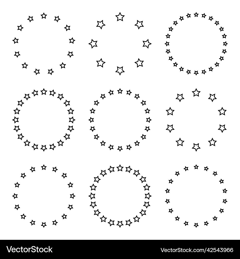 Stars of various sizes arranged in a circle round Vector Image